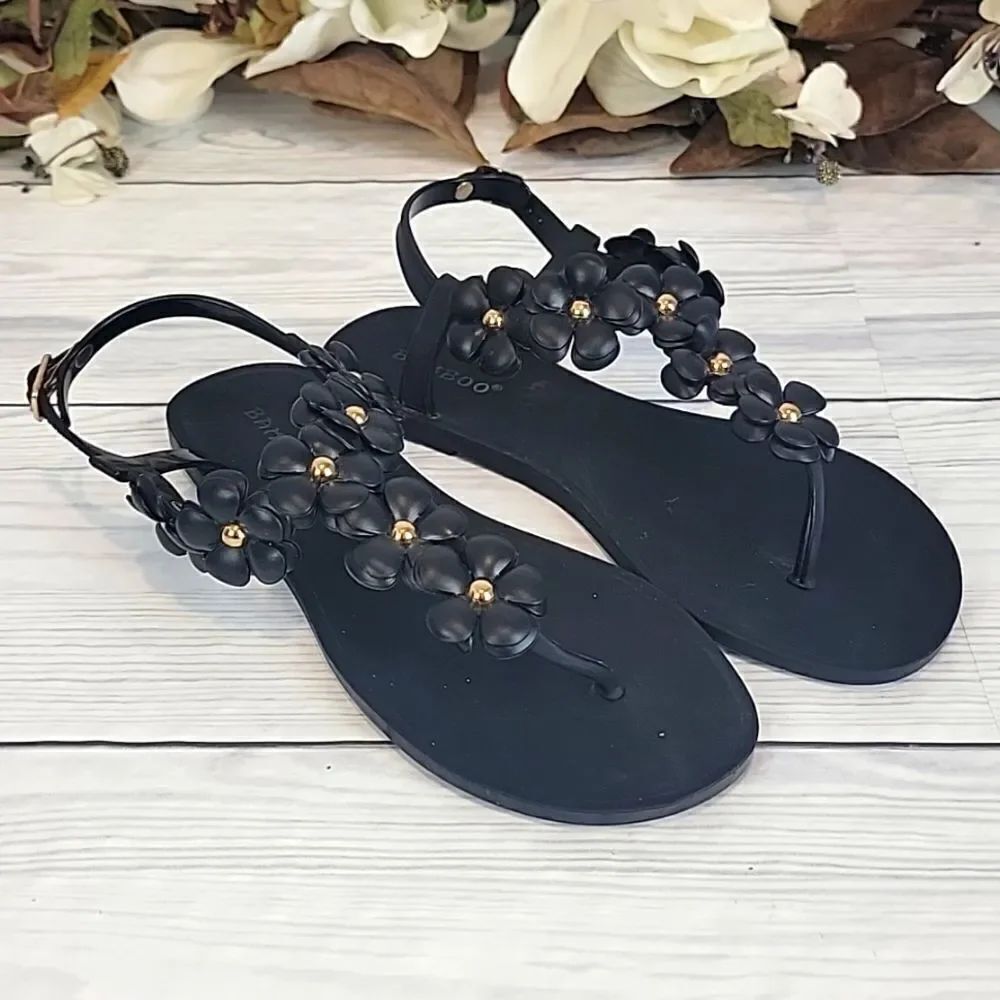 Bamboo floral slingback thong sandals Women's Size 8 ( Euro 38 )